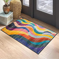 Area Rug 2x3 ft Rug Washable Boho Rugs Non Slip Low Pile Floral Small Carpet for Bedroom, Bedside, Kids Room, Office, Dining Room (Rainbow Pattern, 2x3 ft)
