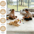 8x10 Area Rug Fluffy Shaggy Ultra Soft Faux Fur Non-Slip Machine Washable Carpet for Bedroom, Living Room, Nursery & Dorm Cozy Home Decor
