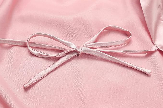 Women's Plus Size Satin Kimono Robes Short Silk Bathrobe Bridesmaid Wedding Party Nightgown Sleepwear