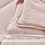 HIG 3pc Prewashed All Season Down Alternative Comforter Duvet Insert -Quilted Comforter with Corner Tabs -Box Stitched -250GSM Fiberfill Chic Farmhouse Style Bedding(Twin,Peach Pink)