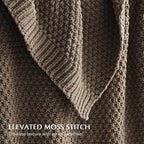 EVERGRACEHOME Chunky Chenille Knit Throw Blanket for Couch, Soft Luxurious Oversized King Moss Stitch Blanket for Bed, Large Cozy Farmhouse Knitted Throw for Sofa, Mocha Brown, 92" x 108"