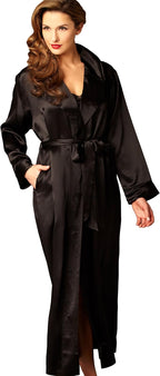 Julianna Rae Women's Silk Robe, Wide Shawl Collar, Gentle Pleats, Ariadne