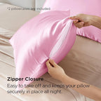 Bedsure Satin Pillowcase with Zipper, Similar to Silk Pillow Cases 2 Pack, Silky & Soft Satin Pillow Cases Standard Size for Hair and Skin, Gifts for Women, Pink Room Decor for Women, 20x26 Inches