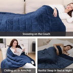 Minky Dot Weighted Blanket for Adults Queen Size 15 lbs, Soft Cozy Heavy Blanket for Stress Relief and Sleep Promotion, Warm Blanket for Autumn Winter with Glass Beads, Navy Blue 60 x 80 inches