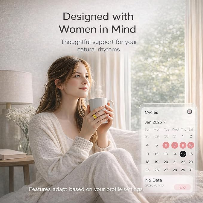 Smart Ring Health & Fitness Tracker for Men & Women – Sleep, Heart Rate, SpO₂, HRV & Stress Tracking – BP & Women Health Support, 180+ Sport Modes, IP68 Waterproof, No Subscription Fee (Gold, 7)