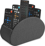 QIELIZI Remote Control Holder, PU Leather Remote Caddy Desktop Organizer with 5 Spacious Compartments for TV Remotes/Media Controllers/Office Supplies (1-Wood Black