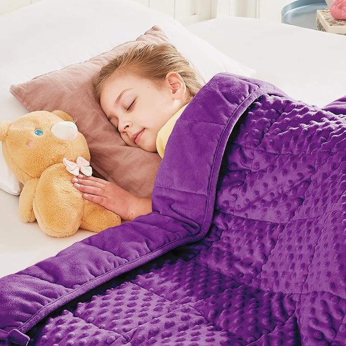 HOSUKKO Weighted Blanket - 10 lbs Purple Thciken Heavy Blanket - Small Size Breathable Comfortable Blanket(50 * 60 inches, 10 lbs)