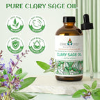 EVOKE OCCU Clary Sage Oil Essential Oil for Relaxation, Moisturize Skin, Air Freshening, Add to Spray and Diffuser - 4 FL Oz