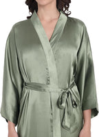 Silk Robes for Women Ankle Length Satin Kimono Robes with Belt Bridemaids Sleepwear Bachelorette Nightgown