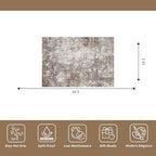 3x5 Washable Entryway Rug – Non-Slip Rubber Backed Small Area Rug for Kitchen, Bedroom, Living Room, Office – Soft Low-Pile Thin Modern Abstract Neutral Throw Rug (Brown Beige, 3x5)