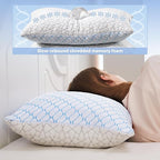 puredown® King Size Pillows Set of 2, Shredded Memory Foam Pillows, Cooling Pillow King 2 Pack, Foam Pillow for Sleeping, Adjustable Firm Bed Pillow for Side, Back and Stomach Sleepers