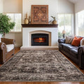 CRYPTOLITE Rugs for Living Room, 6x9 Large Area Rugs Ultra Soft Washable, Vintage Boho Faux Wool Carpet for Dining Room, Bedroom, Office, Home Decor (Brown)