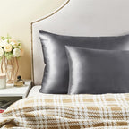 BEDELITE Satin Pillowcase for Hair and Skin, Super Soft Similar to Silk Pillow Cases 4 Pack with Envelope Closure, Cooling Pillowcases for Women Men (20"x26" Standard Size, Dark Grey)