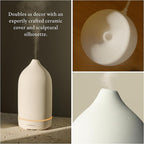 Vitruvi Stone Diffuser, Ceramic Ultrasonic Essential Oil Diffuser for Aromatherapy | Ceramic Diffuser, Diffusers for Home, Oil Diffuser, Housewarming Gift, Original Diffuser | White, 90ml Capacity