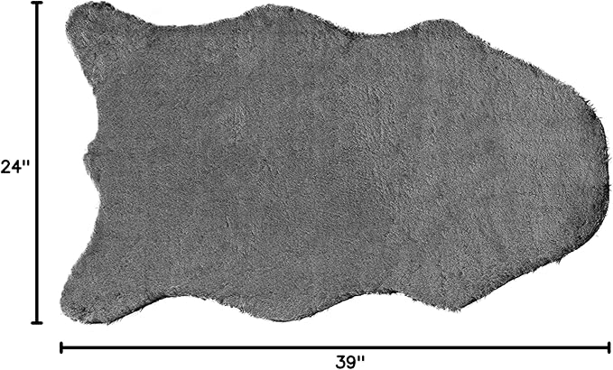 Walk on Me Faux Rabbit Area Rug - Plush, Fur Skin, Sheepskin, Suede Hide, 100% Polyester, Washable Animal Rug - Extreme Comfort, Softness, Stylish - Living Room & Dining Area (24"x39", Black/White)