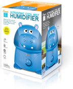 Crane Animal Humidifier for Kids Bedroom, 1 Gal. Cool Mist Humidifier with Adjustable Settings, Optional Filter, Auto Shut-Off, Hippo
