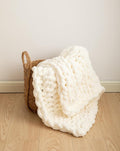 Chunky Knit Blanket Soft Chenille Yarn Knitted Throw Blanket 50"X60" Handmade Cable Warm Thick Giant Blanket for Couch Bed Trips (White, Throw 50"X60")?-¡­