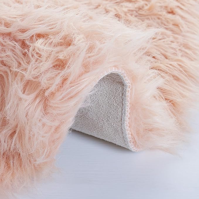 SAFAVIEH Faux Sheep Skin Collection 2' x 3' Light Pink FSS115U Silken Glam 2.35-inch Thick Accent Rug