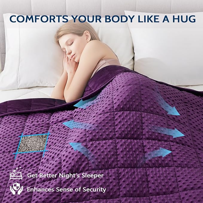 L'AGRATY Weighted Blanket - 40"x60" 10lbs Minky Dots Heavy Blanket with Glass Beads Soft Breathable for All-Season Summer Fall Winter Thick Comfort for Sleeping