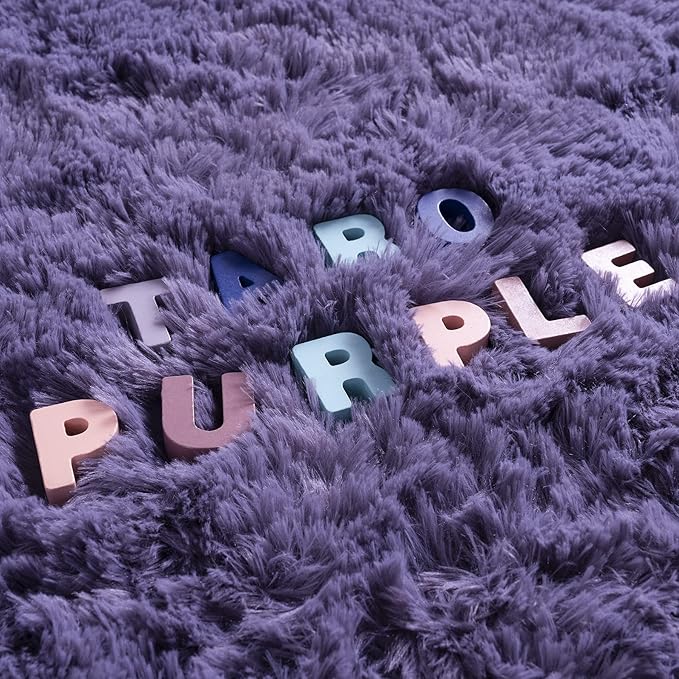 Noahas Fluffy 4x6 Taro Purple Rugs for Bedroom Girls,Shaggy Kids Rug,Thick Shag Throw Floor Carpet,Soft Non-Slip Dorm Nursery Area Rugs for Living Room Home Decor