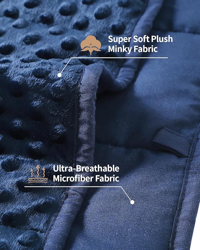 Mr. Sandman Weighted Blanket for Adults, Minky Heavy Blanket for Woman, Man Sleeping/Calm, Soft and Cozy Weighted Throw Blankets, Machine Washable, 48 x 72in, 15 lbs, Navy Blue