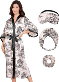 EPLAZA Silk Robes for Women Satin Robe Long Sexy Print Flower Kimono Loungewear Wedding Bridal Party