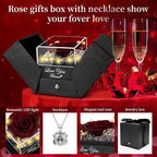 Preserved Wine Red Real Rose with Heart I Love You Necklace -Eternal Flowers Rose Birthday Gifts for Women Her Mom Wife Girlfriend Grandma on Valentines Mothers Day Christmas Anniversary Romantic