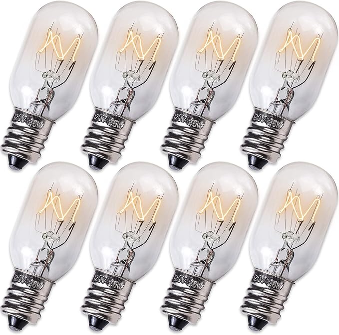 BlueStars E12 T20 25W Incandescent Bulbs Salt Lamp 120V 2700K Warm White Light 150lm for Himalayan Salt Lamps & Baskets, Scentsy Plug-in & Wax Warmers, Night Lights - 8 Packs