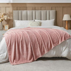 NEWCOSPLAY Super Soft Throw Blanket Premium Silky Flannel Fleece Leaves Pattern Lightweight Blanket All Season Use (Dusty Pink, Throw(40"x50"))