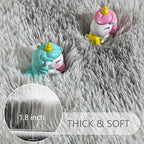 Noahas Fluffy 4x6 Area Rugs for Bedroom Living Room,Tie-Dyed Grey and White Thick Shag Throw Floor Carpet,Soft Shaggy Bedside Non-Slip Plush Dorm Nursery Kids Rug
