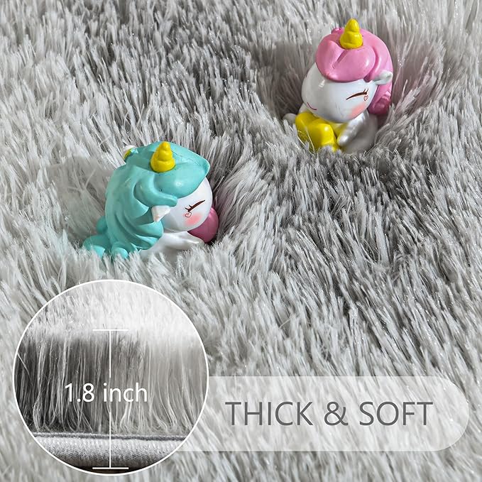 Noahas Door Mat Indoor Entrance,2x3 Shaggy Small Tie-Dyed Grey and White Area Rugs for Entryway,Non-Slip Fluffy Entry Bedroom Rug,Soft Plush Bedside Throw Kids Carpet