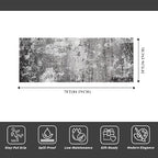 3x7 Kitchen Runner Rug – Washable Non-Slip Modern Abstract Neutral Carpet for Hallway, Entryway, Bedroom, Bathroom – Low-Pile Thin Stain-Resistant Wide Floor Runner (Black Grey,3x7)