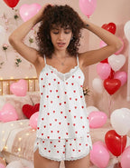 Ekouaer Satin Pajama Set for Women 2 Piece Silky Lingerie Sleepwear Lace Camisole Pj Shorts Set Soft Nightwear S-XXL