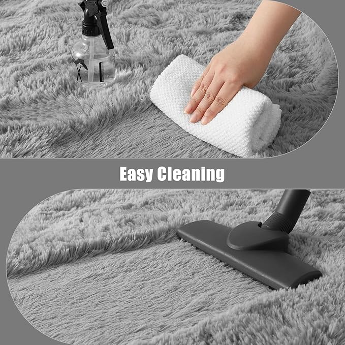 Macgace 3x5 Grey Area Rugs for Living Room, Super Soft Fluffy Rug with Non-Slip Backing for Girls Boys Bedroom Baby Nursery, Solid Shag Carpet Modern Home Interior Decor
