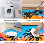 Coconut Palm Sunset Area Rug 2x3 ft Entry Rug Washable Boho Rugs Non Slip Low Pile Floral Door Mat Small Carpet for Bedroom, Bedside, Kids Room, Office, Dining Room