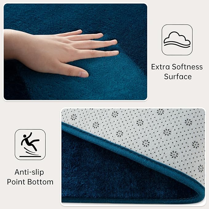 Andecor Shag Area Rug Fluffy Carpets, 5x7 Navy Blue Washable Living Room Bedroom Rugs, Soft Fuzzy Indoor Rugs for Dorm Boys Girls Kids Room Nursery Home Decorations