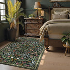 Lahome Claude Floral 3x5 Rugs for Entryway, Botanical Green Machine Washable Boho Throw Rugs for Entrance, Non-Slip Maximalism Stain-Resistant Soft Carpet for Bedroom, Kids Room, Dorm