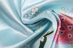 Women's Short Kimono Robes Bride and Bridesmaid Satin Floral Bathrobe Peacock Sleepwear Dressing Gown for Wedding Party
