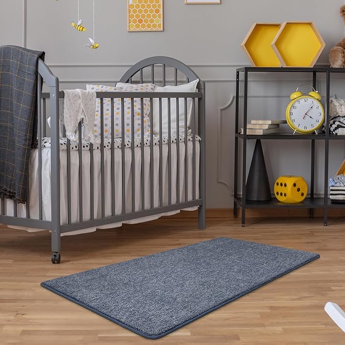 Keeko Soft 2x4 Small Runner Rug, Bedside Rugs for Bedroom Indoor Runner Hallway Carpets Non Slip Living Room Area Throw Rugs Memory Foam Laundry Room Rug for Teen Kids Boys Dorm Room Decor Blue