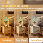 Birthday Gifts for Women/Mom Table Lamp, 3 Color Crystal Flower Bedside Lamps Infinitely Dimming with USB Charge Small Night Light,Nightstand Touch Lamp for Bedroom (u-BlueTulip)