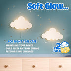 Tip perk 2 Pack Cloud Light - Floating Cloud Wall Lamp for Nursery | Cute Floating Lamp for Kids Bedroom | Battery-Operated Hanging Night Lights for Bedroom/Baby Nursery