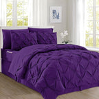 Elegant Comfort 8-Piece Pinch Pleated Comforter Set - All Season Complete Bed in a Bag, Includes 4pc Smart Sheet Set, Bed Skirt, Comforter, Matching Pillowcases and Shams, King/Cal King, Purple