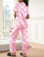 Ekouaer Womens Silky Satin Pajamas Set Short Sleeve Button Down Sleepwear 2 Piece Lounge Set Pj Set