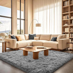 Grey Rugs for Bedroom 6x9 ft - Ultra Soft Faux Fur Area Rug - Plush Non-Slip Shaggy Carpet for Living Room, Cozy Fluffy Rug for Kids Boys Girls Dorm Nursery Room, High Pile Floor Carpet