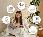 Chunky Knit Blanket Throw 50x60 Inches,Handmade Cable Knit Crochet Blanket,Cozy Lightweight All Season,Wrinkle-Resistant Polyester for Couch Bed Sofa Reading Nook, Beige