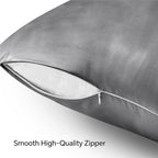 BEDELITE Satin Pillowcase with Zipper 2 Pack, Dark Grey Pillow Cases Standard Size, Super Soft and Cooling Similar to Silk Pillow Cases, Gift for Women Men(20x26 Inches)