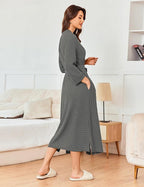 Ekouaer Women's Robe Long Waffle Knit Bathrobe Lightweight Soft Kimono Robes Loungewear S-XXL