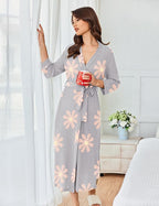 Ekouaer Women's Robe Long Waffle Knit Bathrobe Lightweight Soft Kimono Robes Loungewear S-XXL