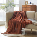 Cotton Muslin Throw Blanket with Tassels, Lightweight Woven Gauze, Pre-Washed Breathable Farmhouse Decor for Bed, Couch, All-Season Use (Rust, 60" x 80")