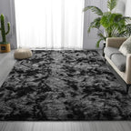 Deerhoo Shag Area Rug, 4 X 6 Tie-Dyed Plush Fuzzy Rugs for Living Room, Ultra Soft Fluffy Furry Rug for Bedroom, Indoor Carpet Nursery Rugs for Kids Room Home Decor, Dark Grey